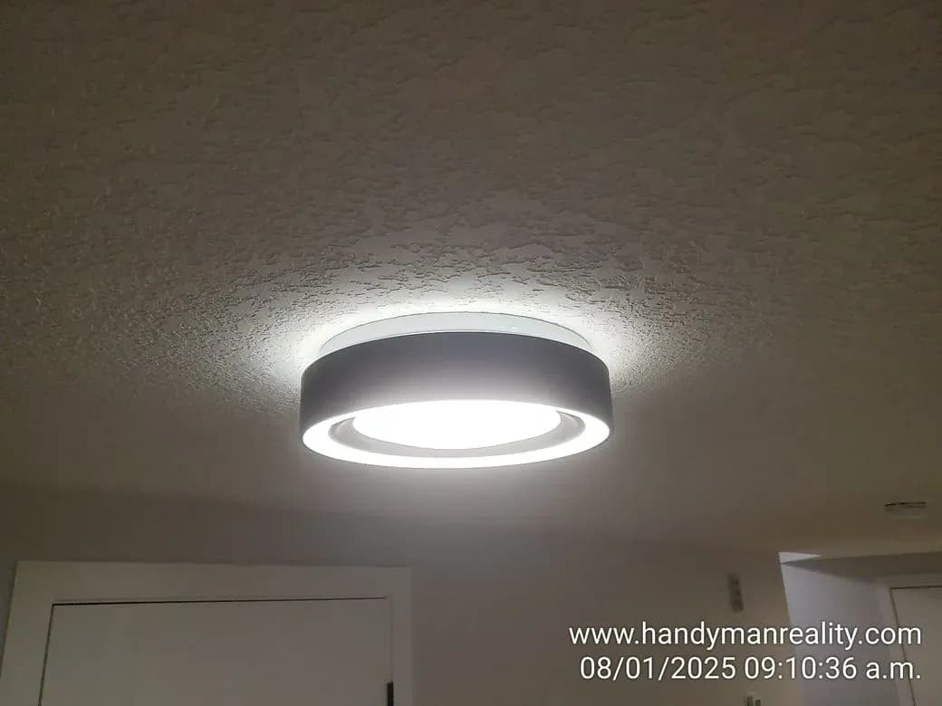 Replacement LED ceiling fixture, installed and tested