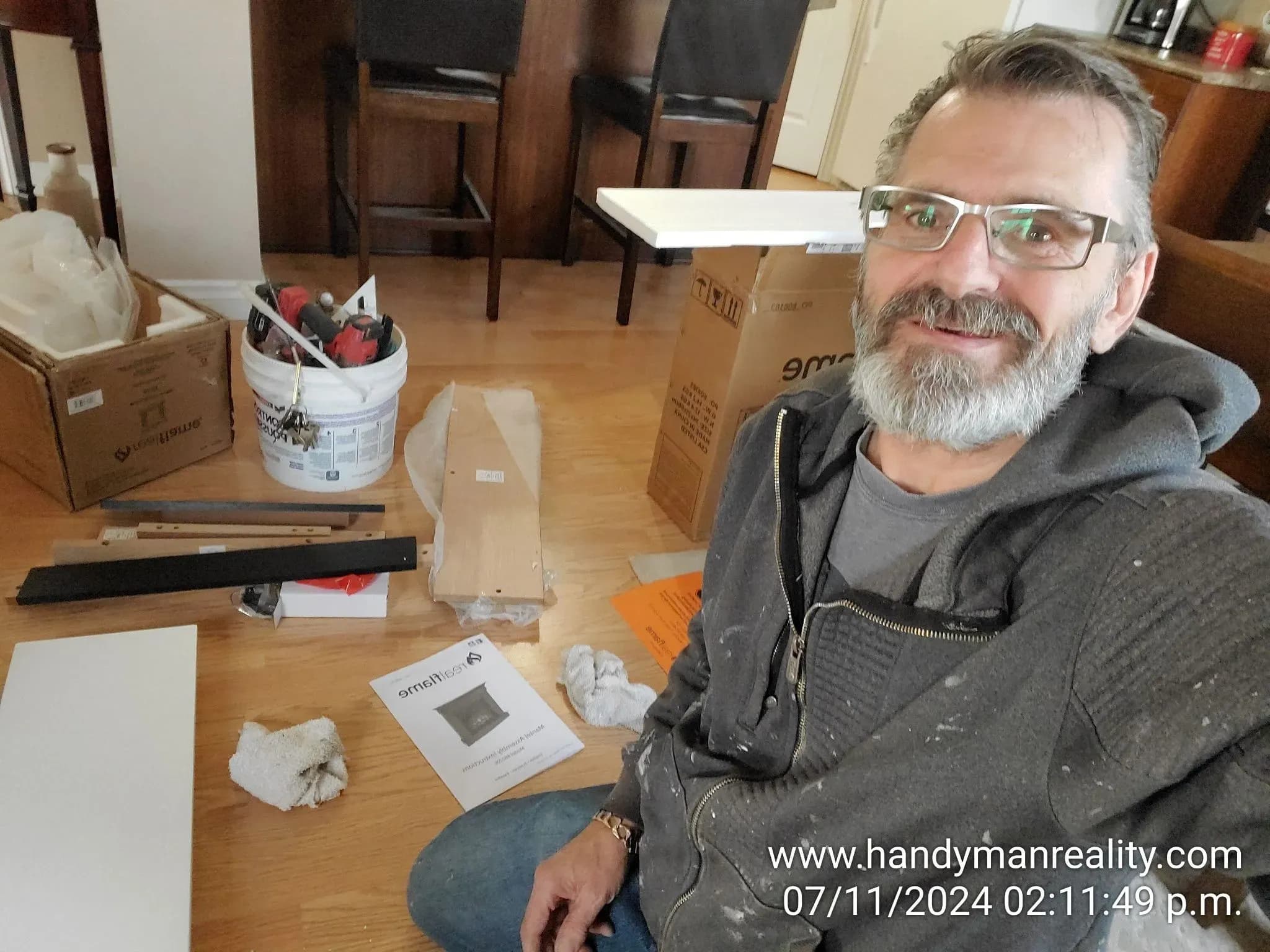 Don Moody on the job, mid-repair